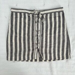 Madewell Striped Linen Skirt Size 14 Black and White